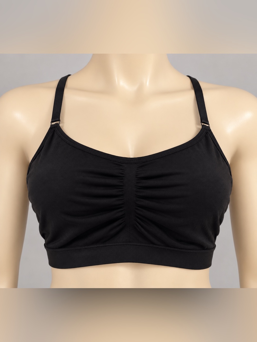 Black Seamless Bralette Crop Top Cutout Back Strappy Y2K